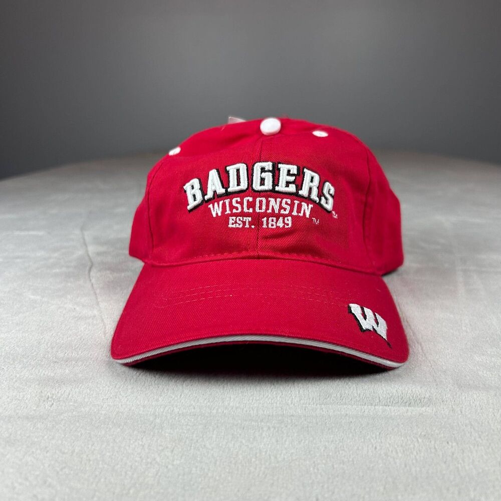 Collegiate Wisconsin Badgers EST. 1849 Sports Hat Cap One Size Red Adjustable